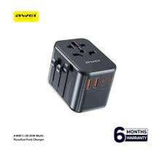 Awei C-39 35W GaN Universal Travel Adapter – 5-Port Multi-Function Fast Charger,International Plug for EU/UK/US/AU