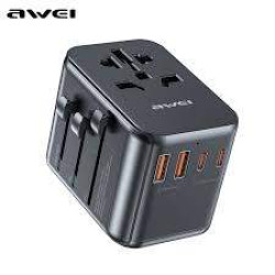 Awei C-39 35W GaN Universal Travel Adapter – 5-Port Multi-Function Fast Charger,International Plug for EU/UK/US/AU