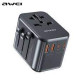 Awei C-39 35W GaN Universal Travel Adapter – 5-Port Multi-Function Fast Charger,International Plug for EU/UK/US/AU