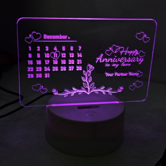 Customizable Acrylic Multicolor Night Lamp – Anniversary – Black