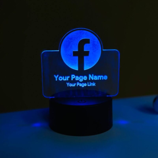 Customizable Facebook Logo Design Acrylic Multicolor Night Lamp – Black