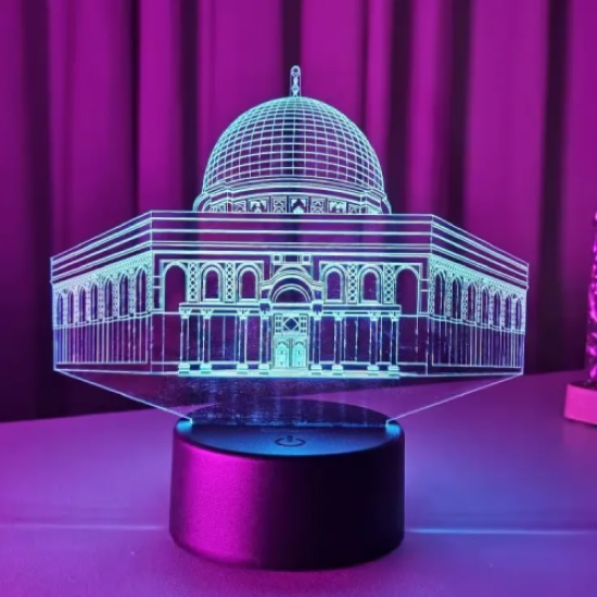 GearUP Acrylic Multicolor Night Lamp (Al-Aqsa Mosque) – Black