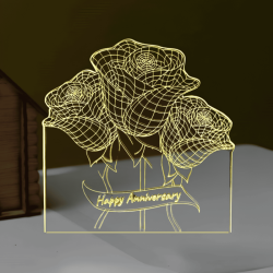 GearUP Acrylic Multicolor Night Lamp (Only Acrylic) Anniversary Rose