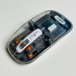 GearUP WM30 Transparent Crystal 2.4G + Bluetooth Magnetic Wireless Mouse- Gray Color