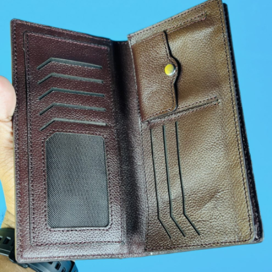 Men’s Stylish Long Leather Wallet – Brown Color