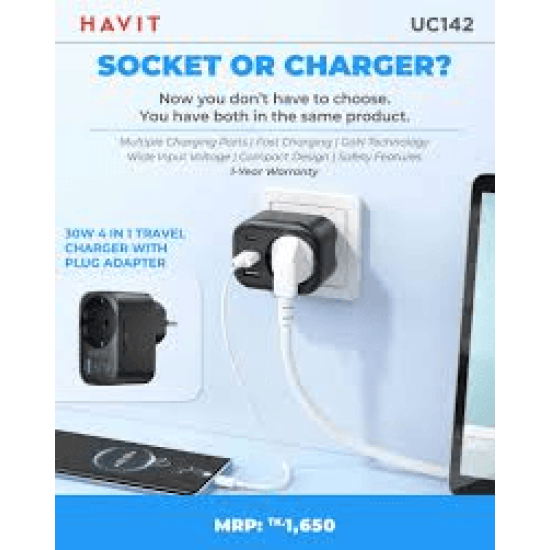 Havit UC142 30W 4-in-1 Charger Adapter