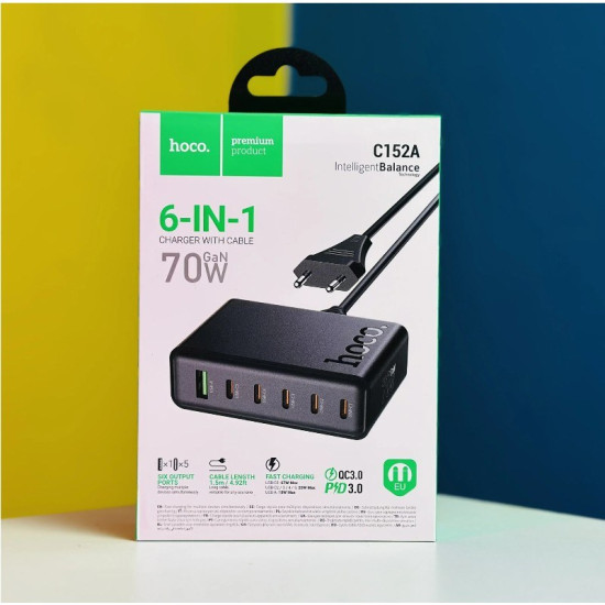 Hoco C152A Modern PD 70W 6-Port Desktop Charger