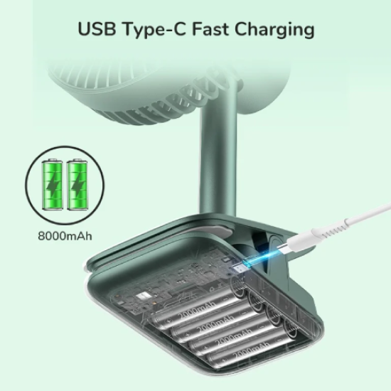 JISULIFE FA13R Rechargeable Clip Fan (8000mAh)- White Color