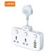 LDNIO SC2413 PD & QC3.0 2 Universal Outlets Power Socket — 2 Universal AC Outlets with Fast USB PD & QC3.0 Charging (White)